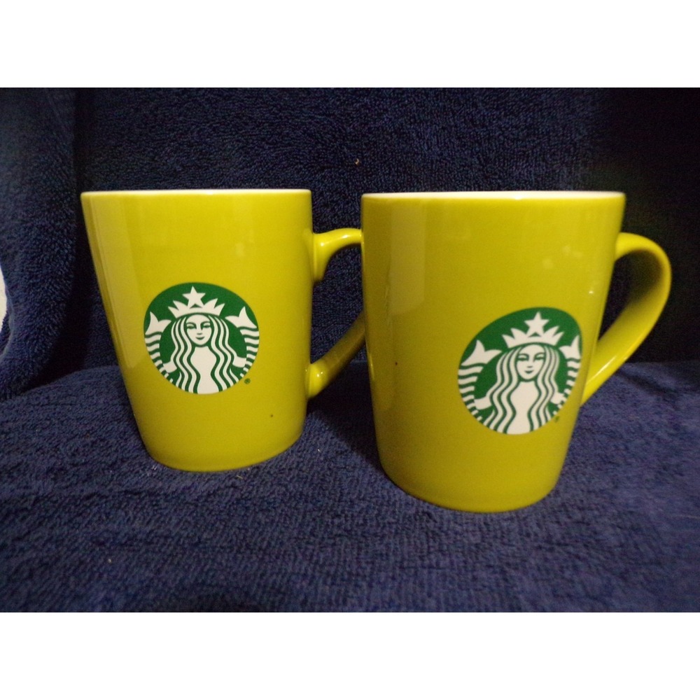 Starbucks 2021 Lime Green‎ Coffee Mug 10 Oz Ceramic Coffee Cup Mug Used Set of 2